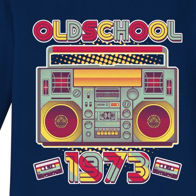 Oldschool Boombox 1973 50th Birthday Baby Long Sleeve Bodysuit