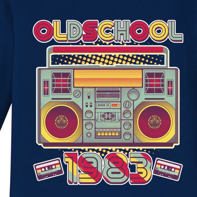 Oldschool Boombox 1983 40th Birthday Baby Long Sleeve Bodysuit