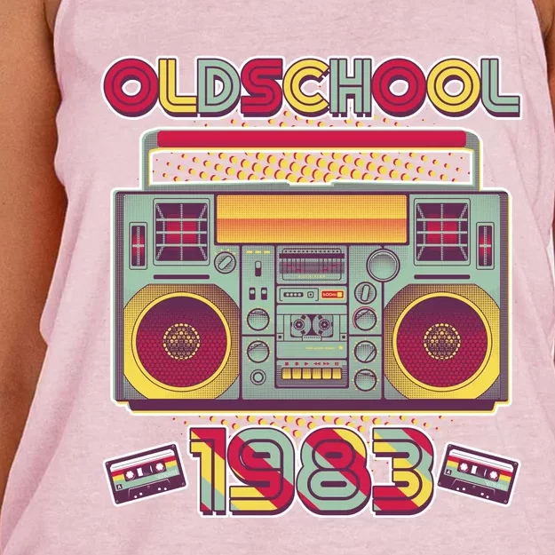 Oldschool Boombox 1983 40th Birthday Women's Knotted Racerback Tank