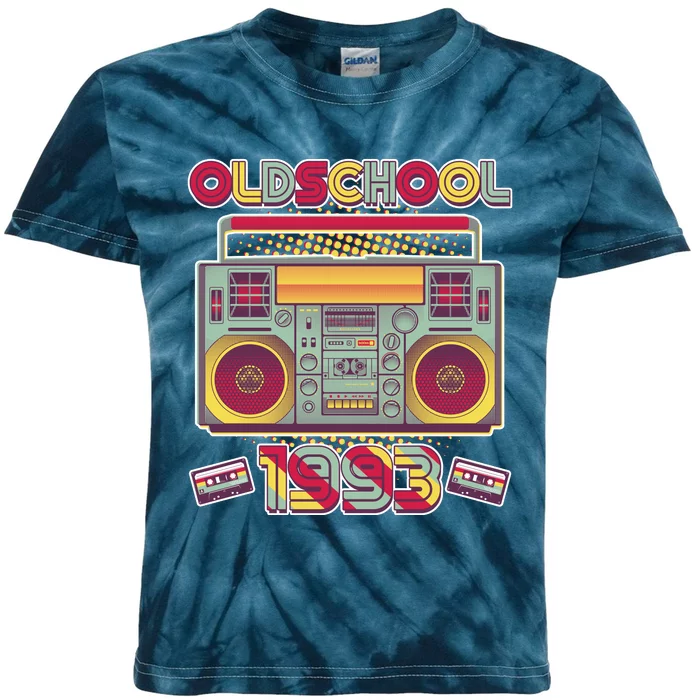 Oldschool Boombox 1993 30th Birthday Kids Tie-Dye T-Shirt