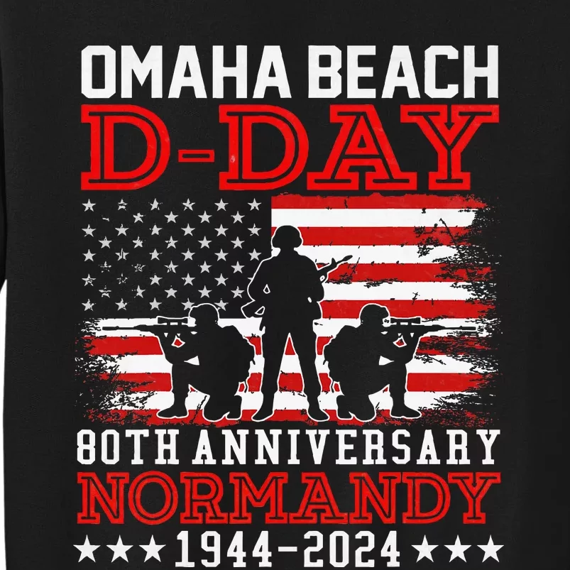 Omaha Beach 1944 Dday 80th Anniversary Normandy Usa Flag Tall Sweatshirt