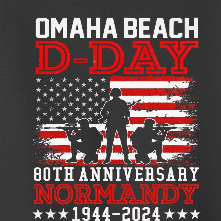 Omaha Beach 1944 Dday 80th Anniversary Normandy Usa Flag Toddler T-Shirt