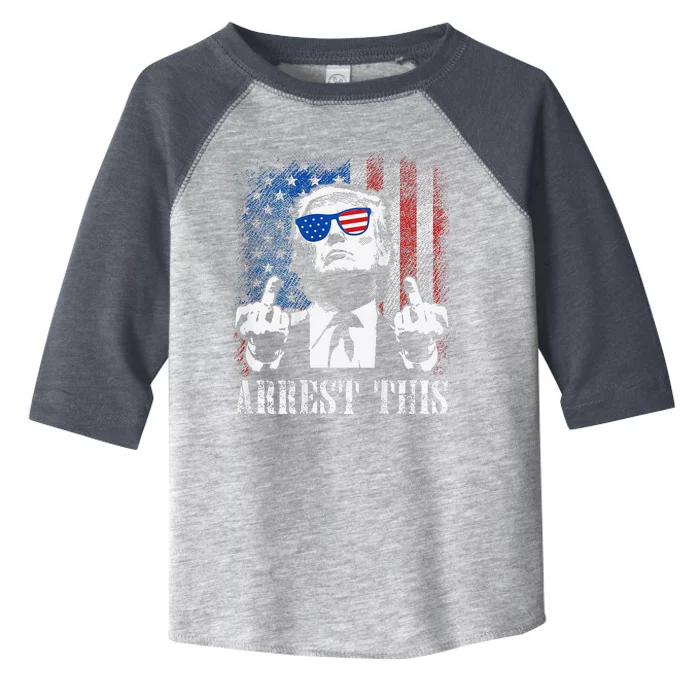 (On Back) Arrest This Trump 2024 Us American Flag Toddler Fine Jersey T-Shirt