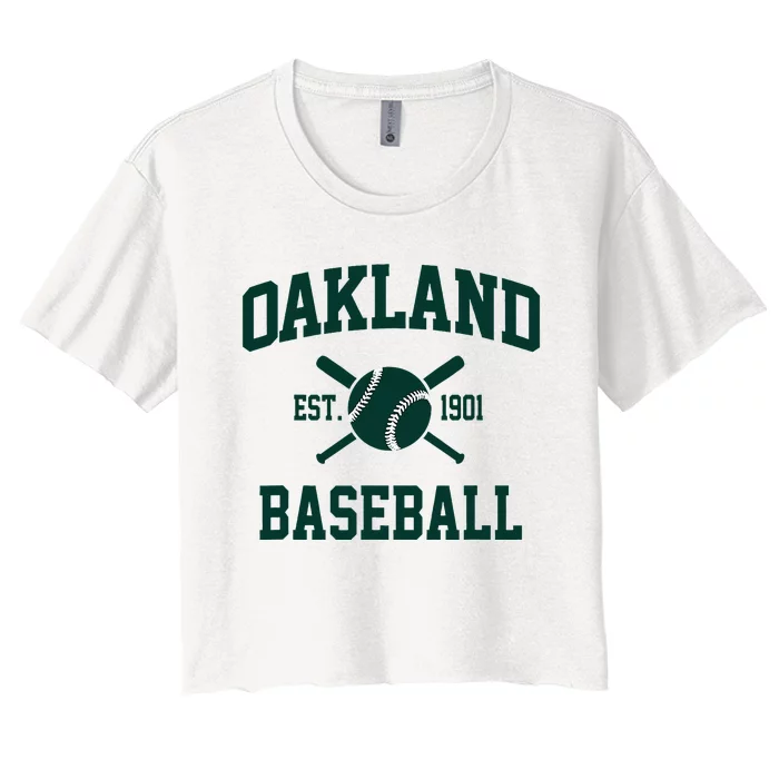 Oakland Baseball Athletic Vintage Sports Team Fan Women's Crop Top Tee