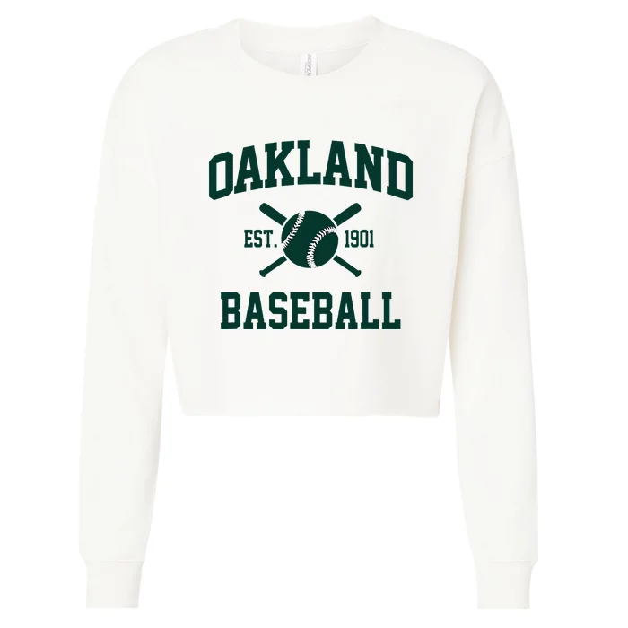 Oakland Baseball Athletic Vintage Sports Team Fan Cropped Pullover Crew