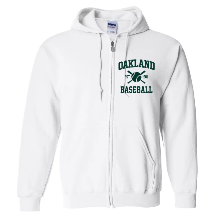 Oakland Baseball Athletic Vintage Sports Team Fan Full Zip Hoodie