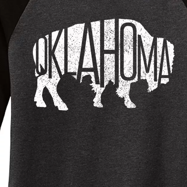 Oklahoma Bison American Buffalo National Park Souvenir Women's Tri-Blend 3/4-Sleeve Raglan Shirt