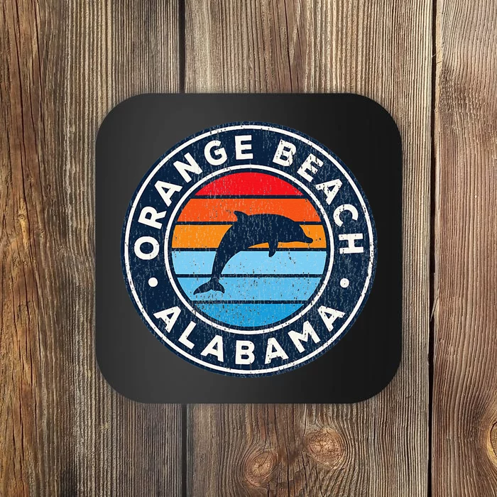 Orange Beach Alabama AL Vintage Dolphin Retro 70s Coaster