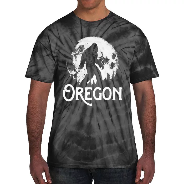 Oregon Bigfoot At Night! Cool Full Moon & Trees Sasquatch Tie-Dye T-Shirt