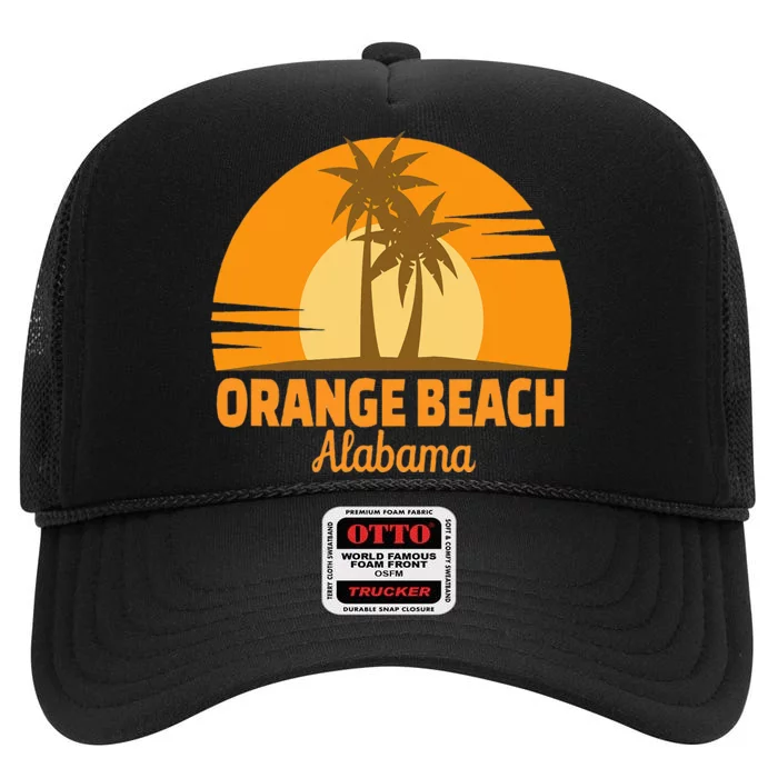 Orange Beach Alabama Retro Beach Vacation High Crown Mesh Trucker Hat