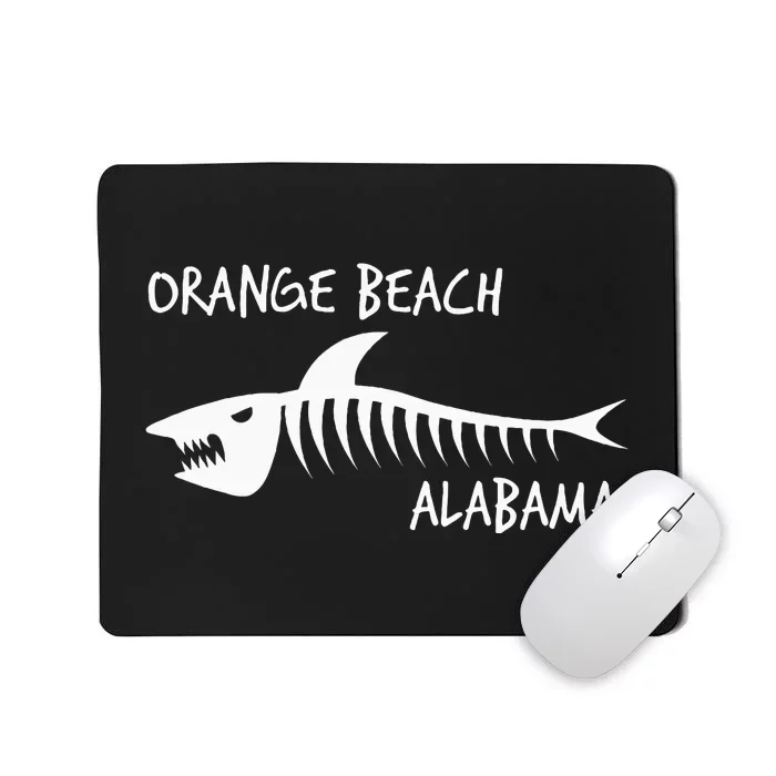 Orange Beach Alabama Shark Skeleton White Print Mousepad