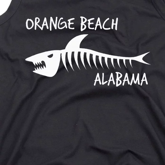 Orange Beach Alabama Shark Skeleton White Print Tank Top