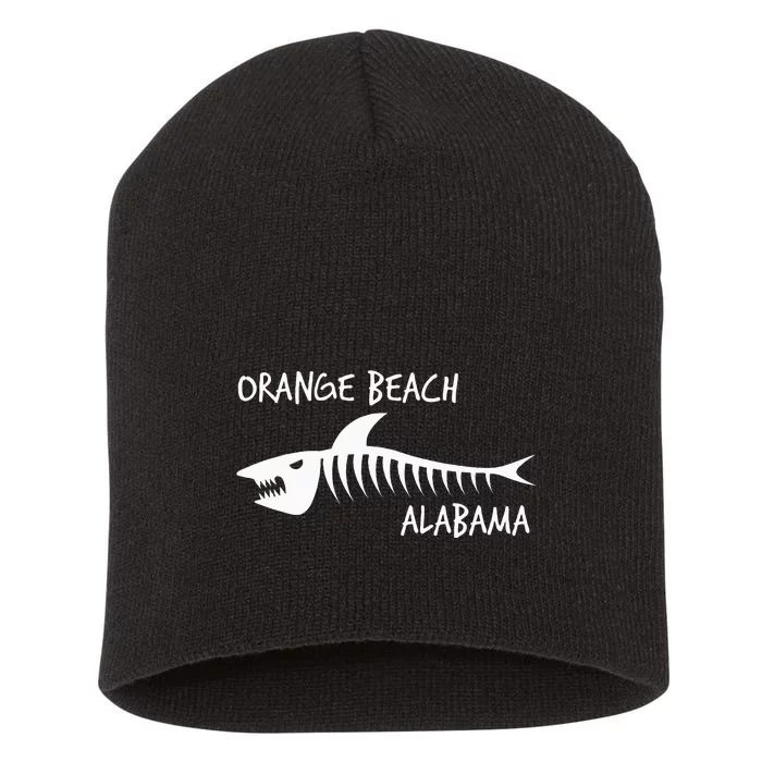 Orange Beach Alabama Shark Skeleton White Print Short Acrylic Beanie