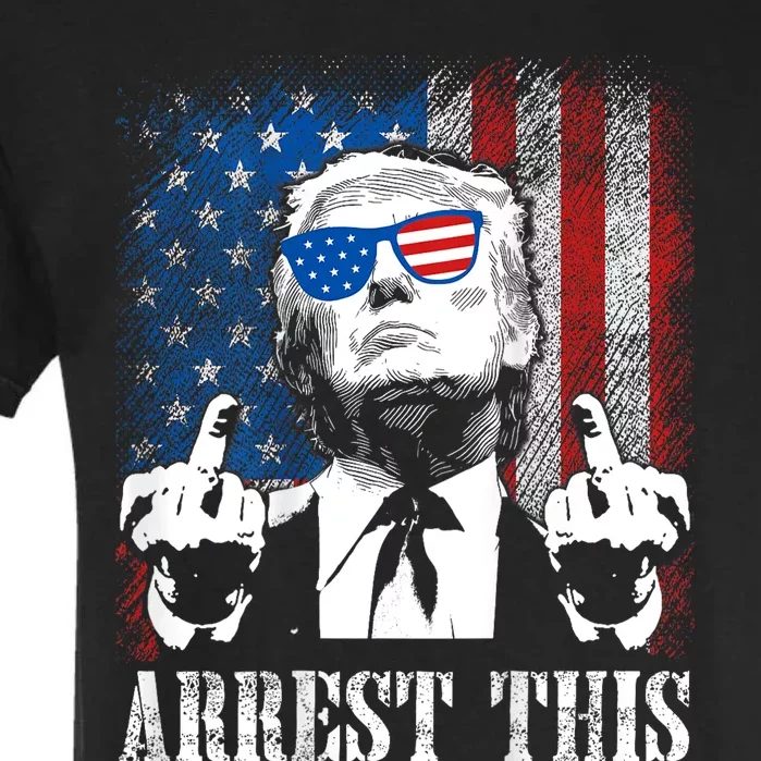 (On Back) Arrest This Trump 2024 Us American Flag Garment-Dyed Heavyweight T-Shirt