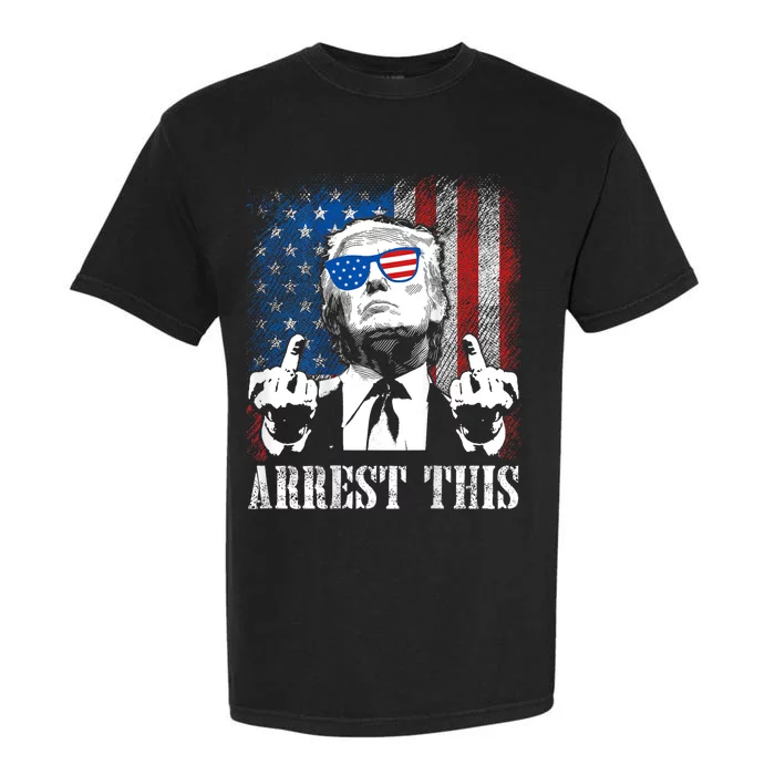 (On Back) Arrest This Trump 2024 Us American Flag Garment-Dyed Heavyweight T-Shirt