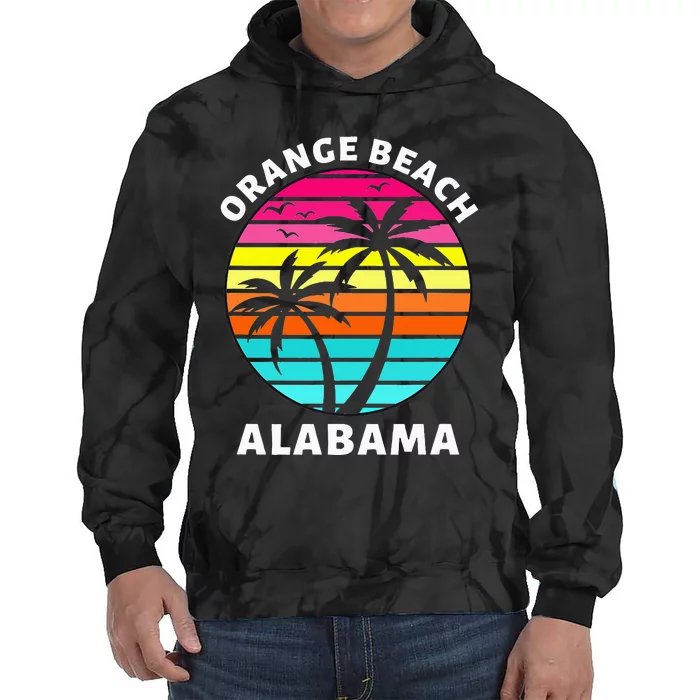 Orange Beach Alabama Sunset Palm Trees Family Vacation Tie Dye Hoodie