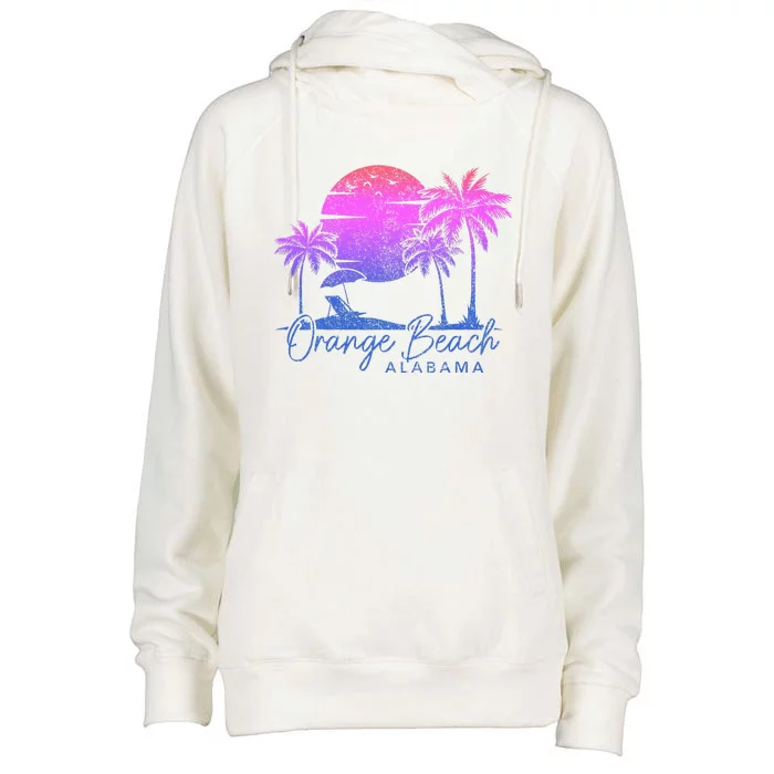 Orange Beach Alabama Surf Vintage Sunset Surfer Retro Womens Funnel Neck Pullover Hood