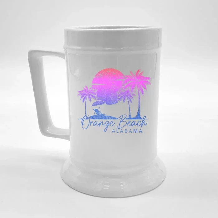 Orange Beach Alabama Surf Vintage Sunset Surfer Retro Front & Back Beer Stein