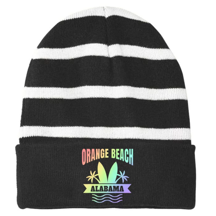 Orange Beach Alabama Vacation Souvenir Striped Beanie with Solid Band