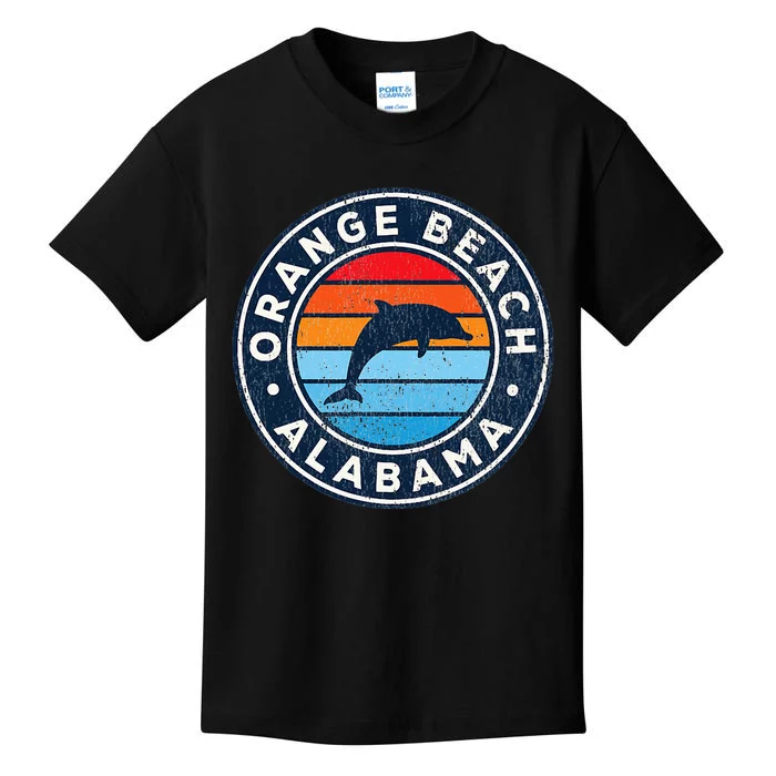 Orange Beach Alabama AL Vintage Dolphin Retro 70s Kids T-Shirt