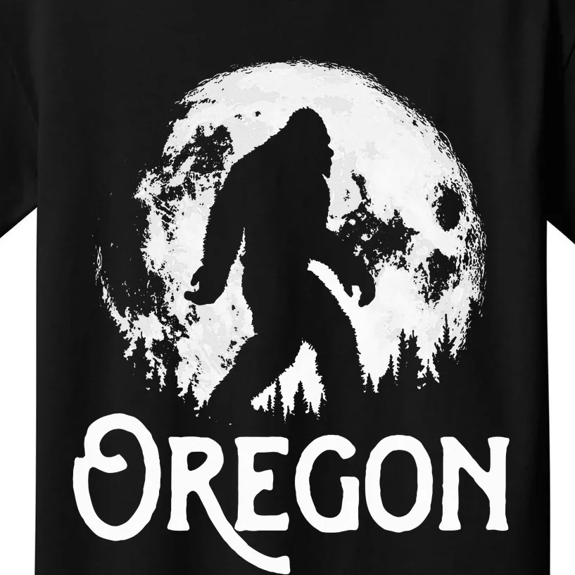 Oregon Bigfoot At Night! Cool Full Moon & Trees Sasquatch Kids T-Shirt