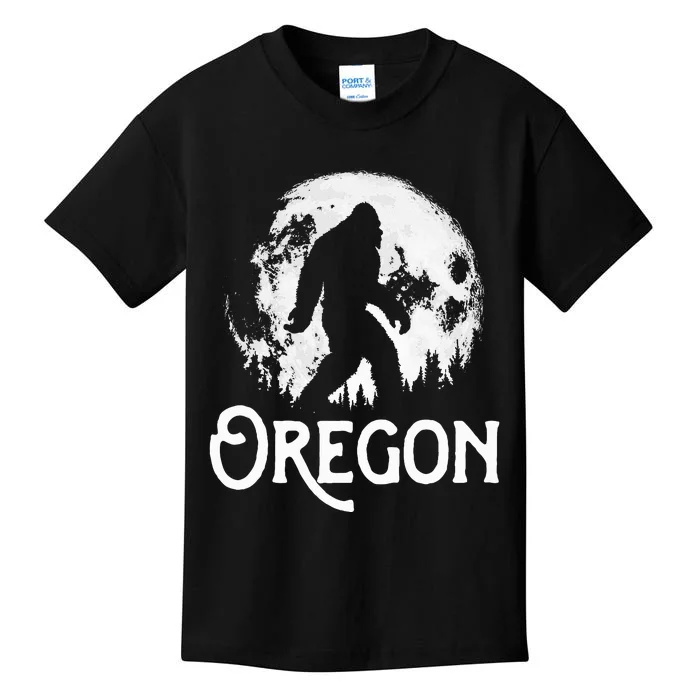 Oregon Bigfoot At Night! Cool Full Moon & Trees Sasquatch Kids T-Shirt