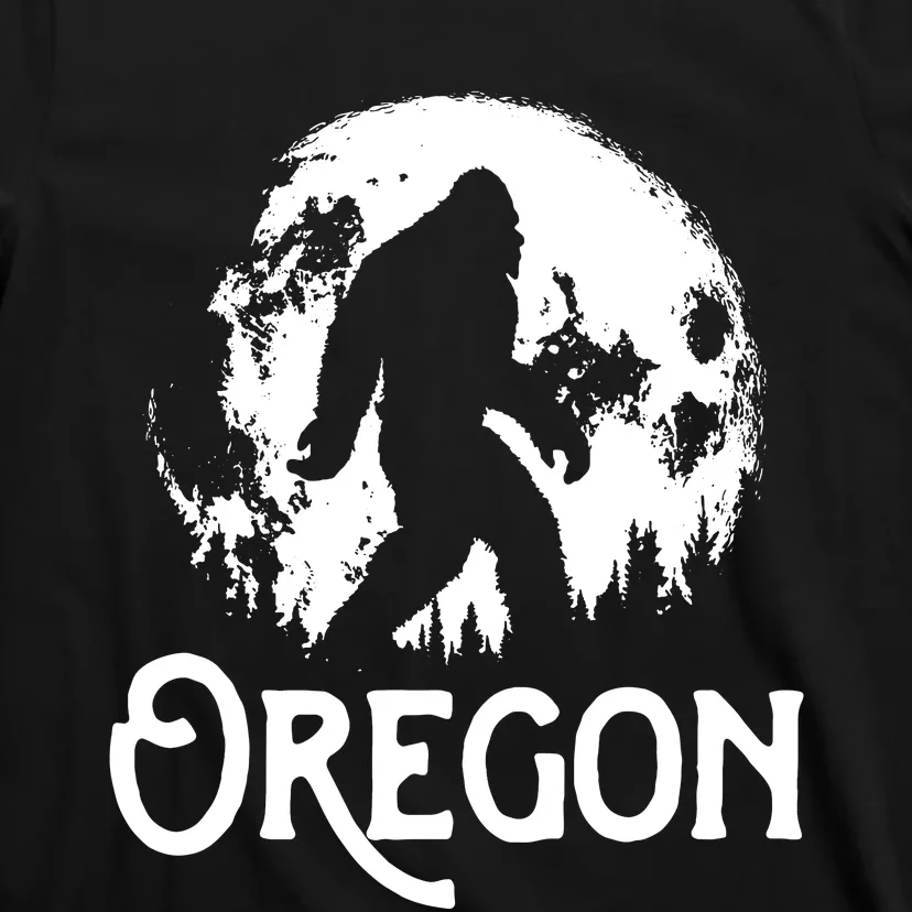 Oregon Bigfoot At Night Cool Full Moon Trees Sasquatch T-Shirt