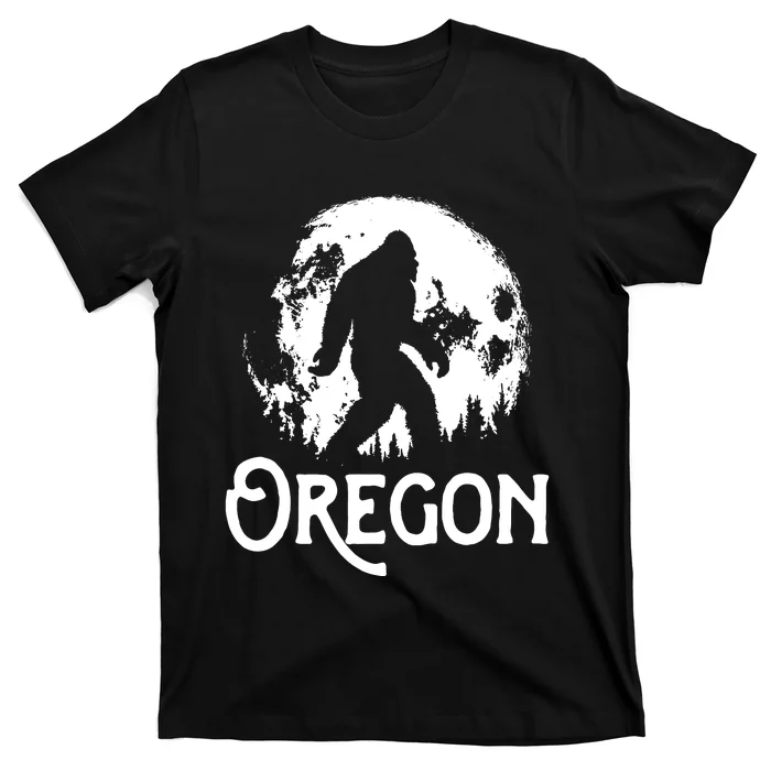 Oregon Bigfoot At Night Cool Full Moon Trees Sasquatch T-Shirt