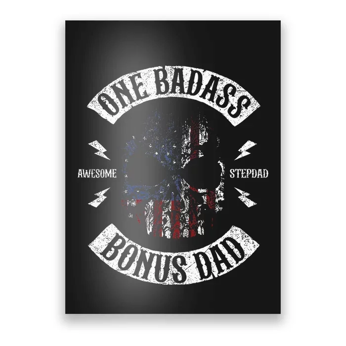 One Badass Bonus Stepdad Birthday Step Dad Fathers Day Gift Poster