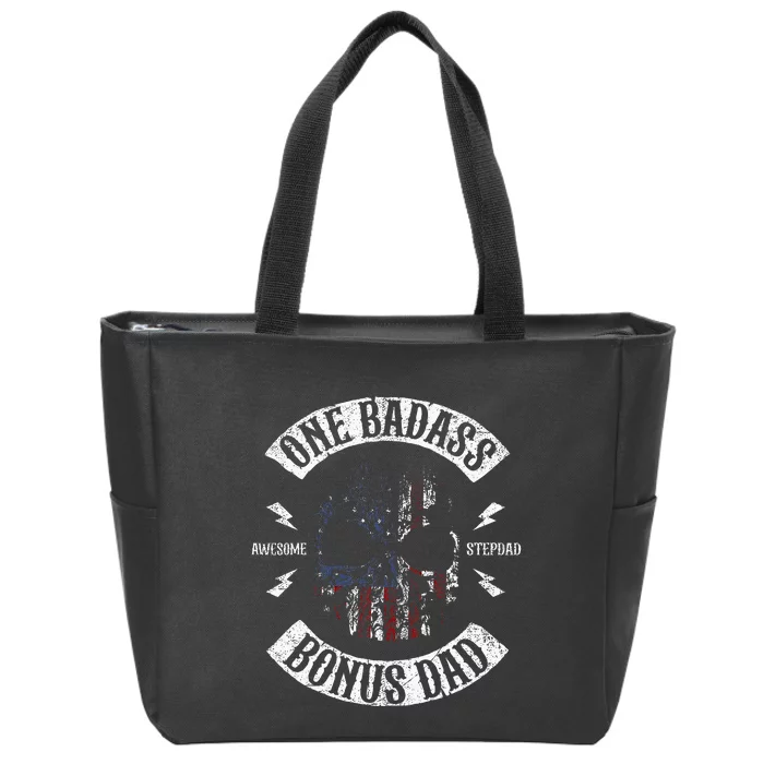 One Badass Bonus Stepdad Birthday Step Dad Fathers Day Gift Zip Tote Bag