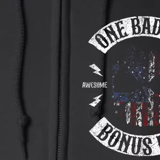 One Badass Bonus Stepdad Birthday Step Dad Fathers Day Gift Full Zip Hoodie