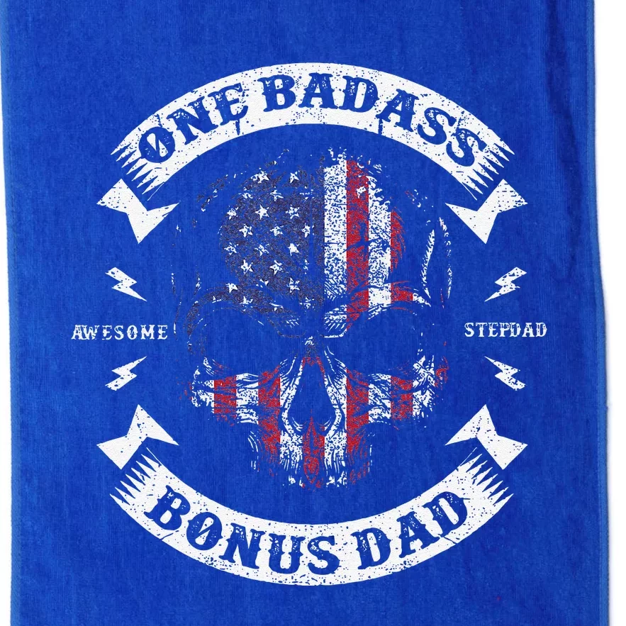 One Badass Bonus Dad Birthday Party Funny Skull Fathers Day Platinum Collection Golf Towel