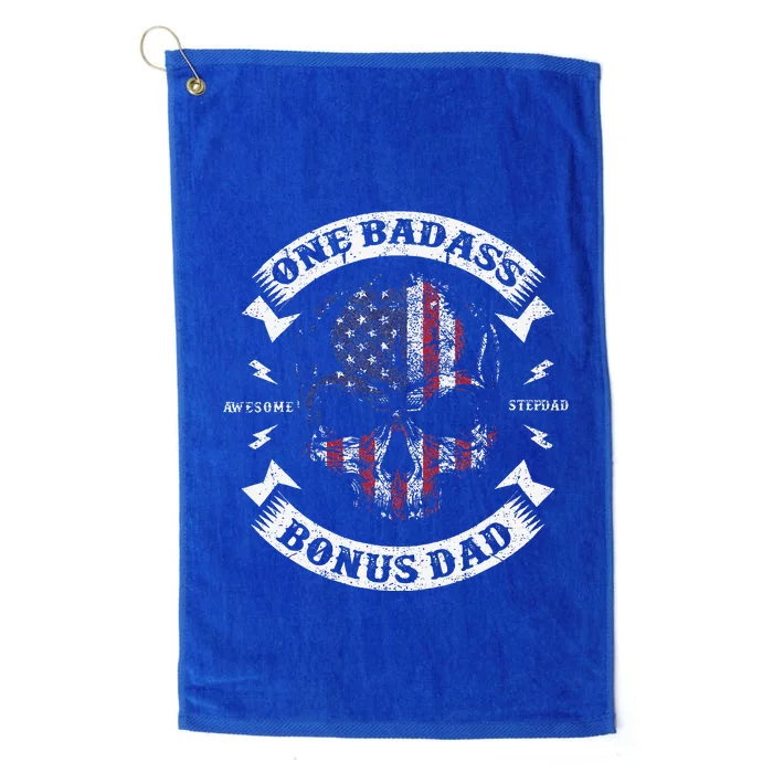 One Badass Bonus Dad Birthday Party Funny Skull Fathers Day Platinum Collection Golf Towel