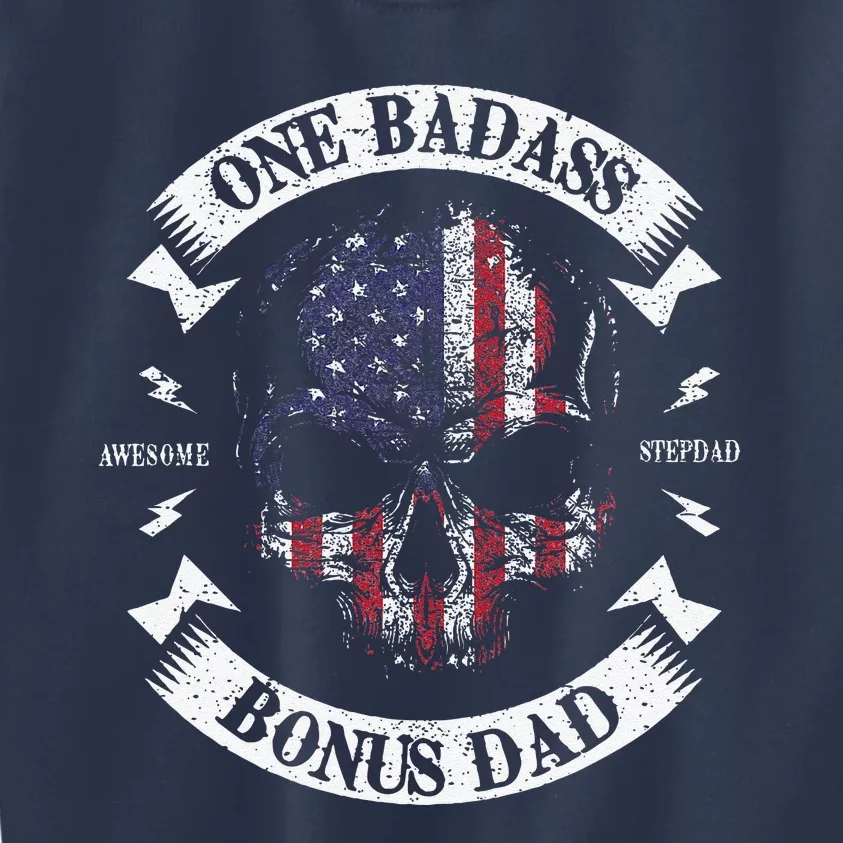 One Badass Bonus Dad Birthday Step Dad Fathers Day Gift Kids Sweatshirt