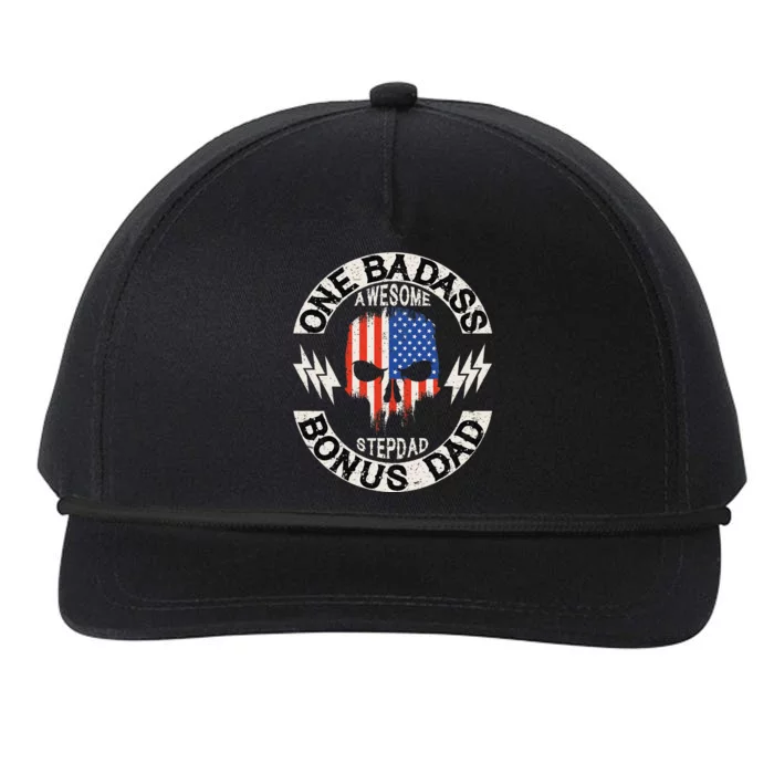 One Badass Bonus Stepdad Birthday Step Dad Fathers Day Gift Snapback Five-Panel Rope Hat