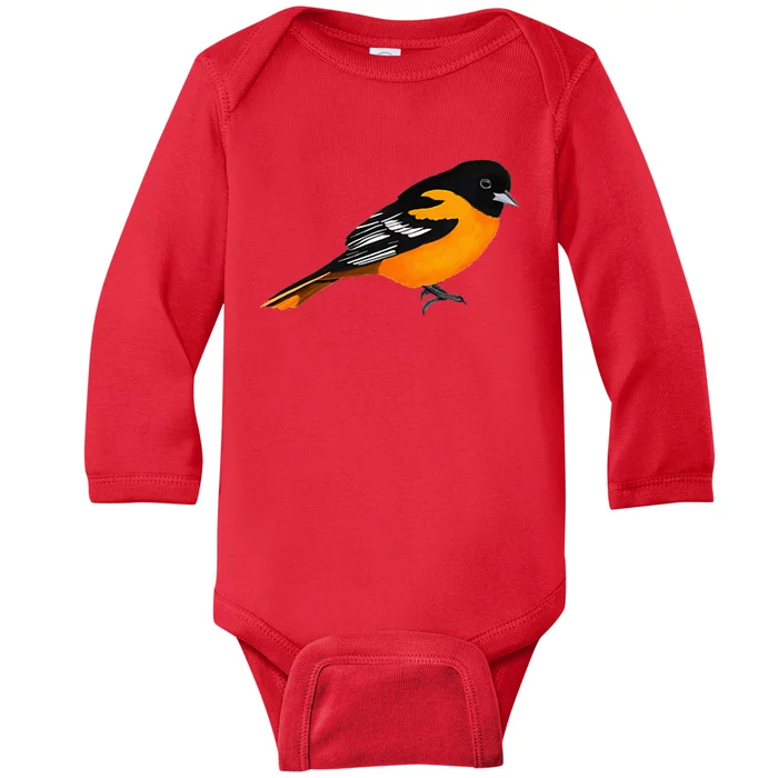 Oriole Bird Birdlover Birdwatcher Ornithologist Biologist Baby Long Sleeve Bodysuit