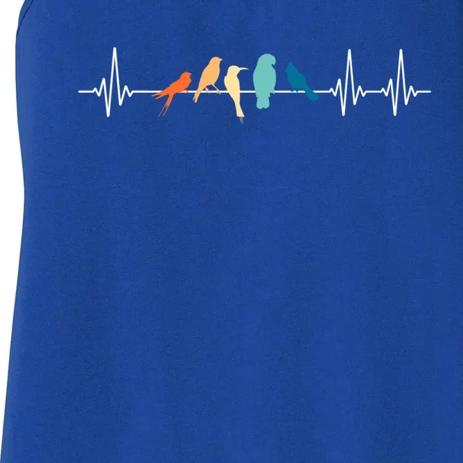 Ornithology Birdwatching Birder Heartbeat Gift Women's Racerback Tank