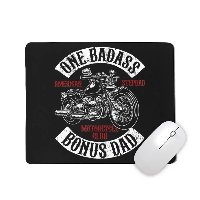 One Badass Bonus Stepdad Biker Motorcycle Step Dad Gift Idea Mousepad