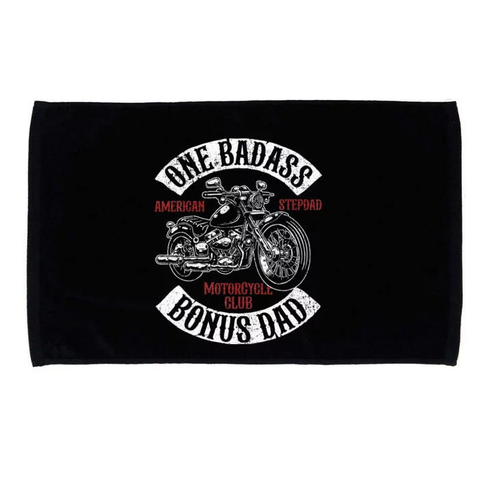 One Badass Bonus Stepdad Biker Motorcycle Step Dad Gift Idea Microfiber Hand Towel