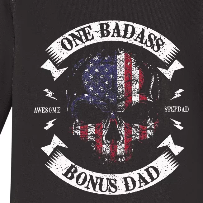 One Badass Bonus Stepdad Birthday Step Dad Baby Long Sleeve Bodysuit