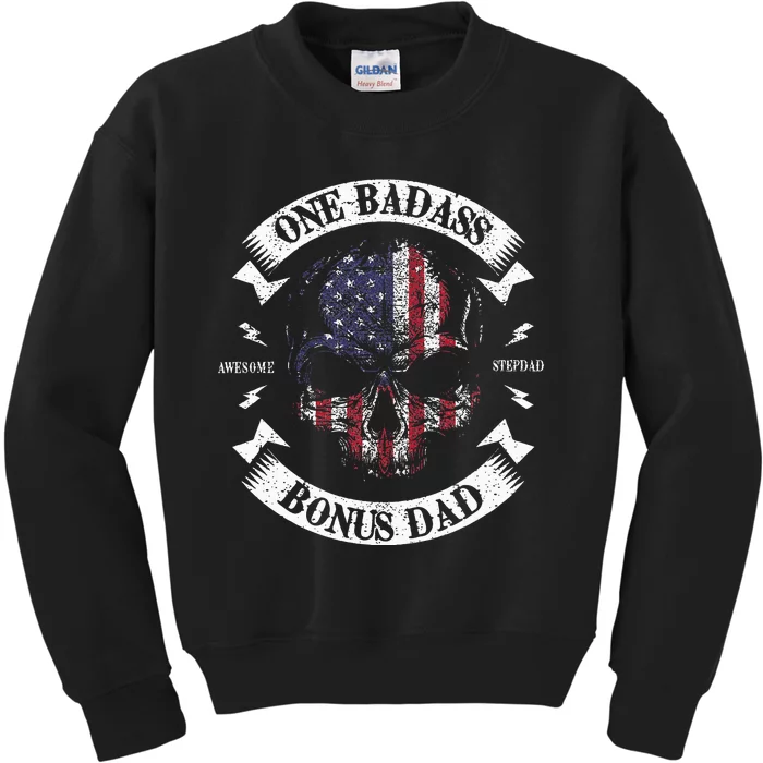 One Badass Bonus Stepdad Birthday Step Dad Kids Sweatshirt