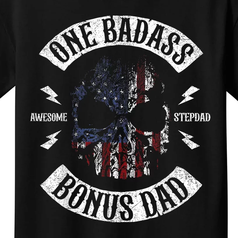 One Badass Bonus Stepdad Birthday Step Dad Fathers Day Gift Kids T-Shirt