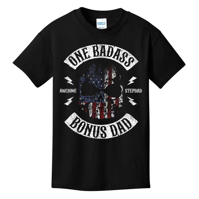 One Badass Bonus Stepdad Birthday Step Dad Fathers Day Gift Kids T-Shirt