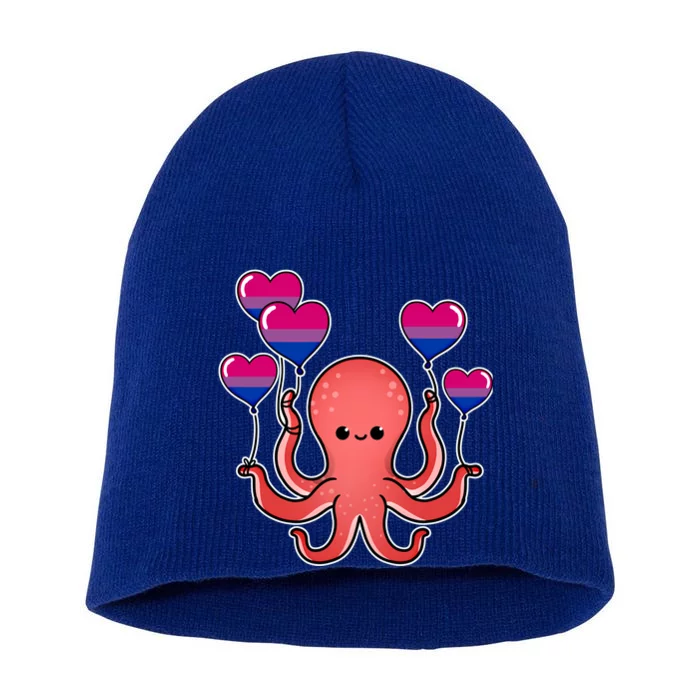 Octopus Balloon Bisexual Pride Gift Short Acrylic Beanie