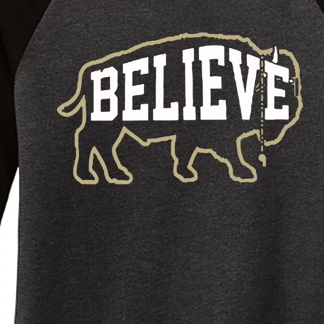 Official Believe Buffaloes Women's Tri-Blend 3/4-Sleeve Raglan Shirt