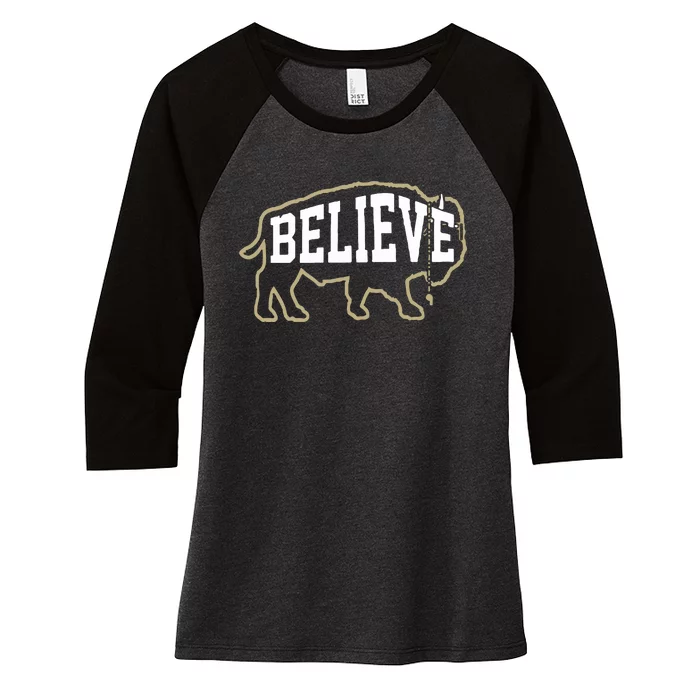 Official Believe Buffaloes Women's Tri-Blend 3/4-Sleeve Raglan Shirt