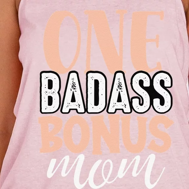 One Badass Bonus Mom Funny Stepmom Mother's Day Stepmother Women's Knotted Racerback Tank