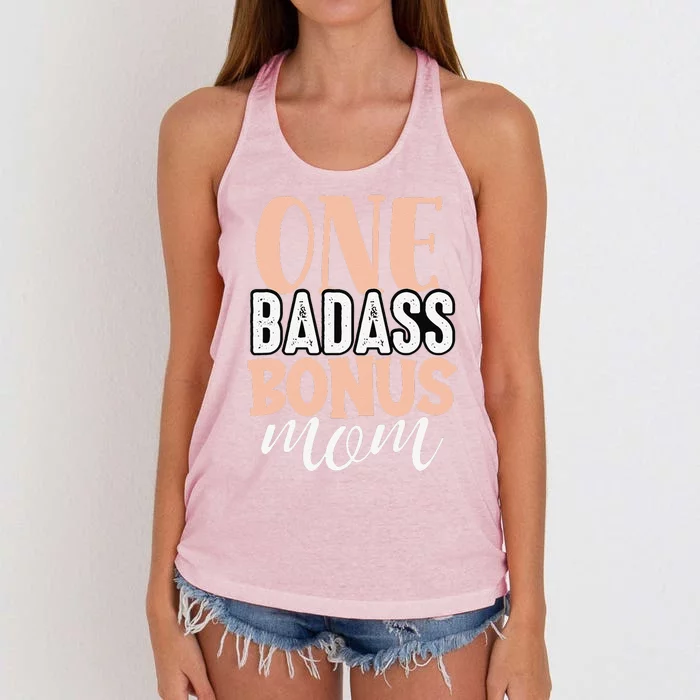 One Badass Bonus Mom Funny Stepmom Mother's Day Stepmother Women's Knotted Racerback Tank