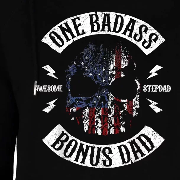 One Badass Bonus Stepdad Birthday Step Dad Fathers Day Gift Womens Funnel Neck Pullover Hood