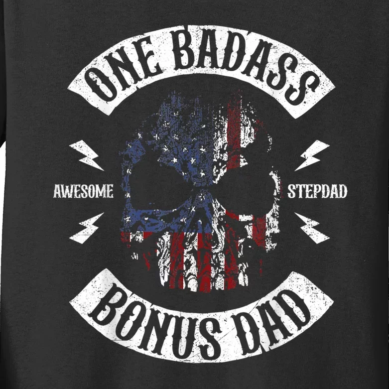 One Badass Bonus Stepdad Birthday Step Dad Fathers Day Gift Kids Long Sleeve Shirt